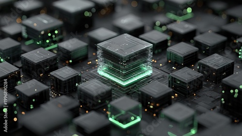 Abstract Futuristic Digital Technology Server Core Processing Unit Grid Background Concept