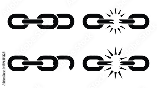 Broken Chain Links Strength and Weakness, Connection and Disconnection