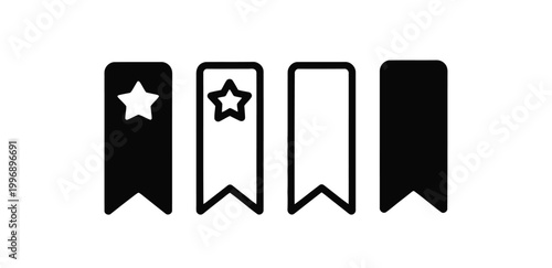 Ribbon icon set with star ratings and blank labels for awards