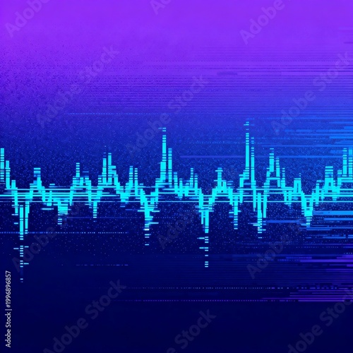 Abstract digital glitch wave pattern on blue background