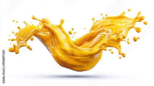 Vibrant orange juice splash frozen in motion, dynamic liquid wave with droplets