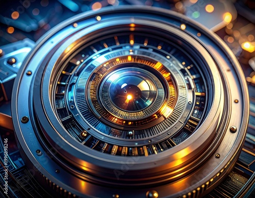 digital film projector lens in action, artificial intelligence technology 