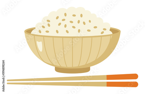 A Bowl of Steaming Rice with Chopsticks