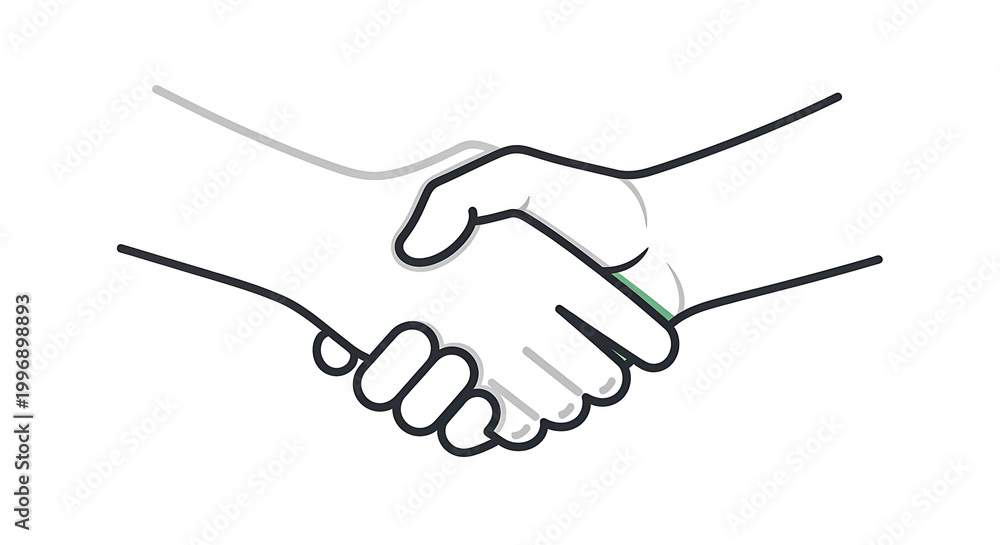 Fototapeta premium A handshake between two people in a simple line drawing style