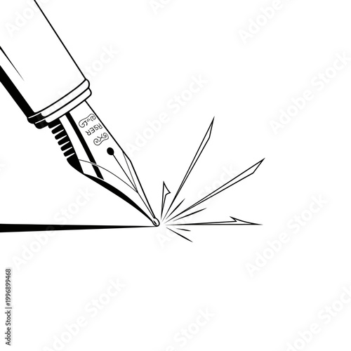 Fountain pen nib writing on paper.