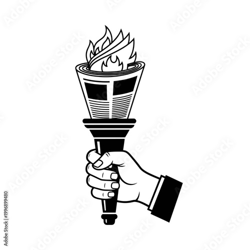 Hand holding Olympic flame torch.