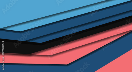 Abstract Geometric Background with Layered Blue and Coral Shapes