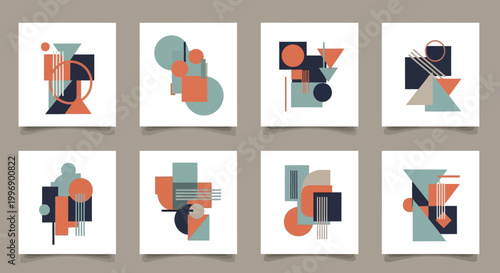 Abstract Geometric Composition Set with Modern Shapes and Minimalist Design