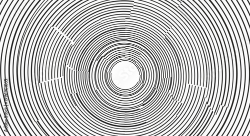 Abstract Concentric Circles Pattern Black and White Optical Illusion