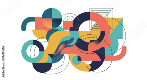 Abstract Geometric Composition with Modern Shapes and Vibrant Colors