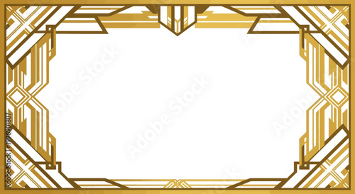 Art Deco Gold Frame Border with Geometric Patterns