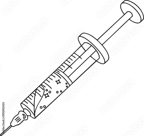 Syringe Line Art for Healthcare Coloring Page