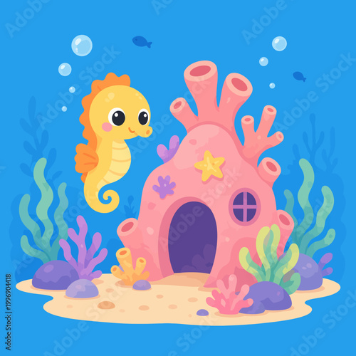 Cute Seahorse and Coral Home