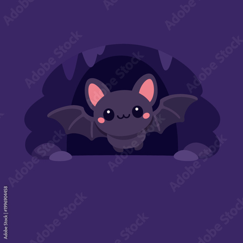 Cute Bat Flying from Cave