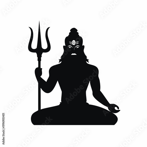 Silhouette of Lord Shiva meditating with Trishul