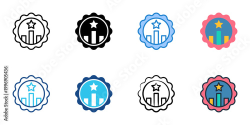 Reputation icons set multiple style collection. Editable stroke 

