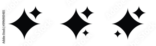 Elegant Black Sparkle Star Icons Set Minimal Twinkle Shapes with Artificial Intelligence Concept for Modern UI Design Pack