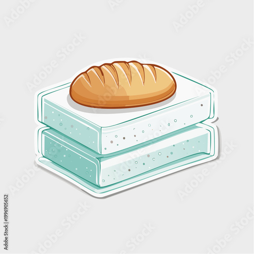 Loaf of Bread on Stacked White Blocks
