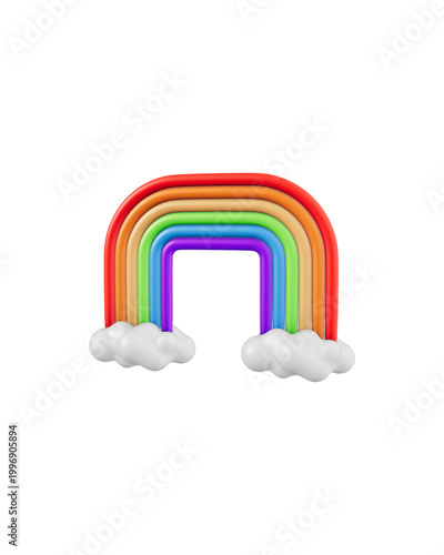3D Rainbow Cloud Icon Isolated on White Background