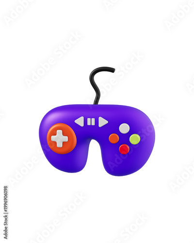 3D Game Controller Console Icon Isolated on White Background