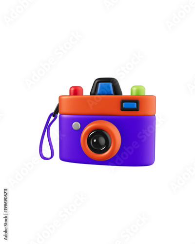 3D Digital Camera Icon Isolated on White Background