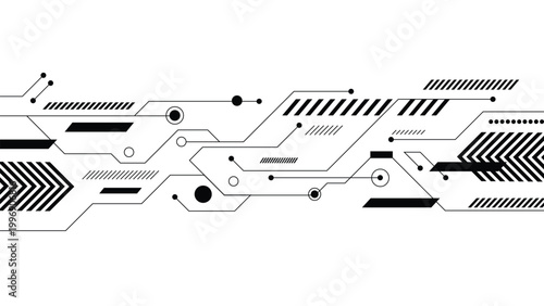 Abstract digital technology circuit board pattern, futuristic network lines and nodes, clean vector illustration