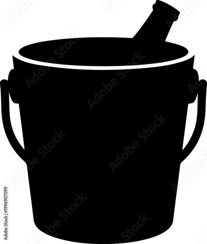 Black bucket, ice bucket, champagne bucket, vector icon