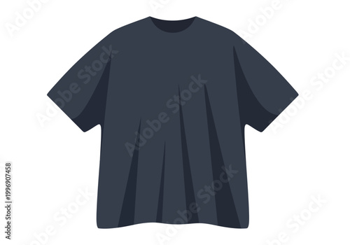 An illustration of a dark blue casual t-shirt displayed on a white background