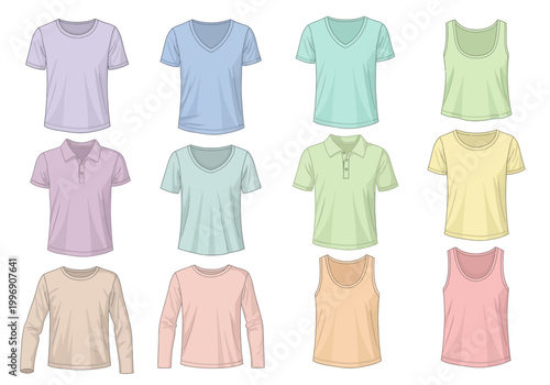 Variety of colorful shirts on display for fashion and shopping