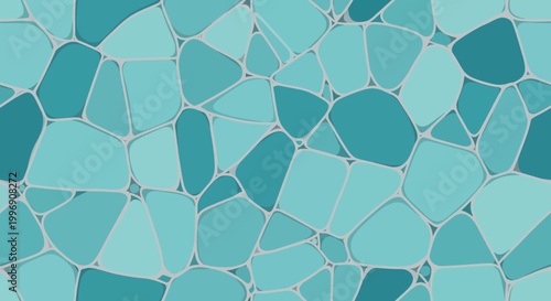 Seamless Abstract Pattern with Teal Geometric Mosaic Tiles
