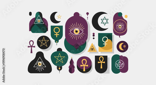 Mystical Esoteric Symbols and Occult Icons Set