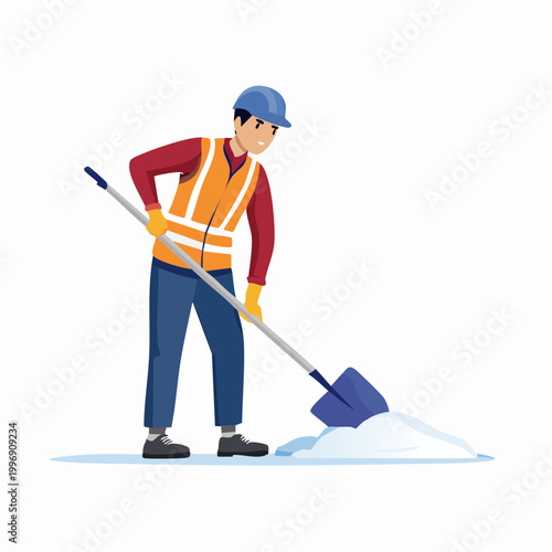 Worker Shoveling Snow