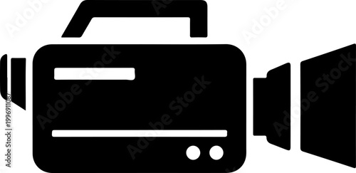 Black video camera icon, vector video camera, film camera silhouette, media icon