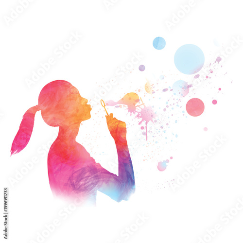 Girl blowing bubbles