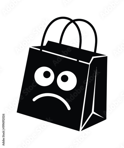 Sad Shopping Bag Vector Illustration