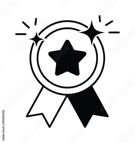 Star Ribbon Award Vector Illustration