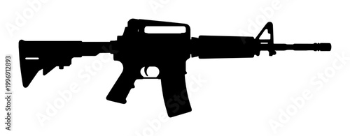 Tableau sur toile Assault Rifle Silhouette, Military Weapon Vector Icon, Combat Firearm Graphic, B