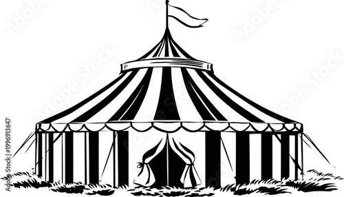 Circus tent with stripes and flag classic carnival big top for shows and entertainment
