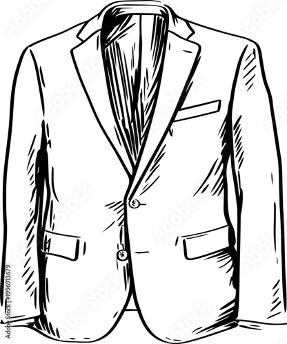 Elegant men's blazer jacket with lapels and buttons, classic formal suit outerwear design