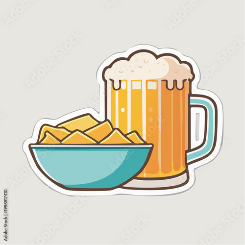 Beer and Chips Illustration