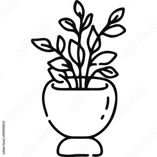 Minimalist Potted Plant Line Art