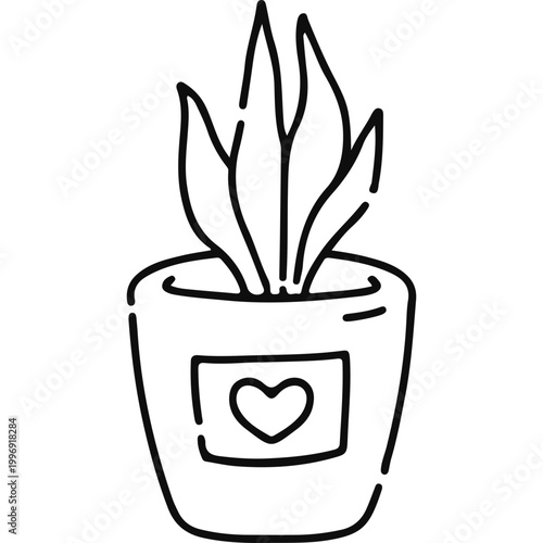 Minimalist potted plant heart illustration
