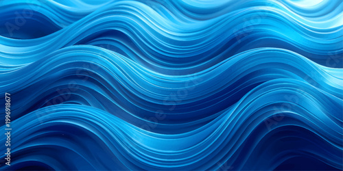 A soft blue digital illustration features flowing waves and wavy lines of light that create an abstract motion design, perfect as a vector texture backdrop or ocean wallpaper