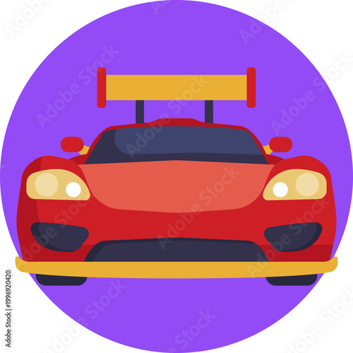 A low, aerodynamic car with a sleek body, visible spoiler, and large rear wheels, suggesting speed and performance.