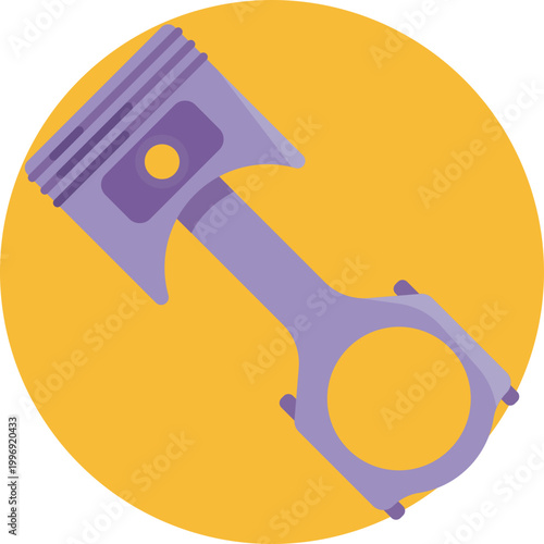 A simplified icon showing a piston attached to a connecting rod, symbolizing engine power and performance in racing vehicles.