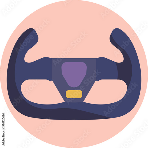 A circular steering wheel icon with a central hub and two or three spokes, representing vehicle control in racing contexts.
