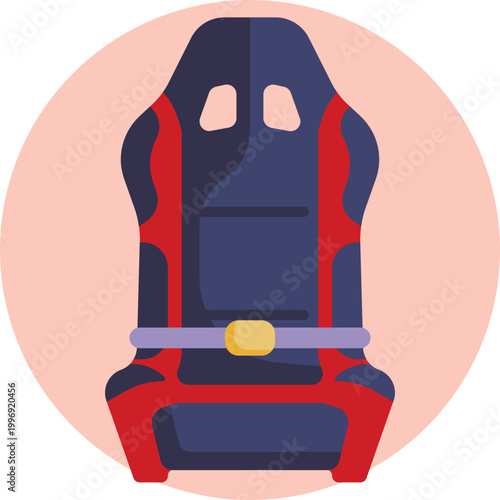 Minimal bucket seat silhouette – A sleek, curved racing seat with pronounced side bolsters, emphasizing support and speed-oriented design.