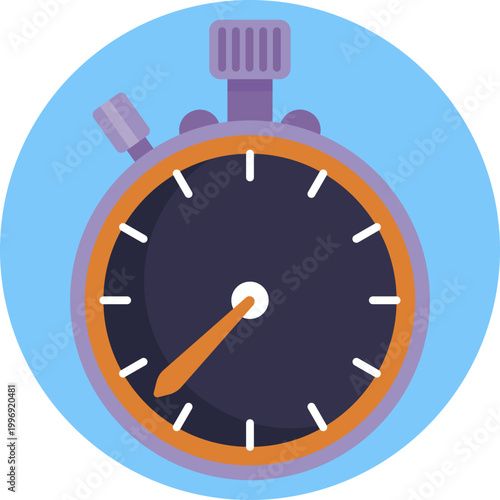 A precision stopwatch icon featuring a circular dial with tick marks and a top button, symbolizing accurate lap timing in racing.