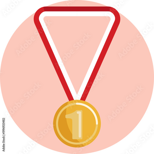 A circular medal with a ribbon, symbolizing victory or a top race finish.