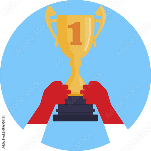 A classic cup-shaped trophy with two handles, symbolizing first place or victory in a race.